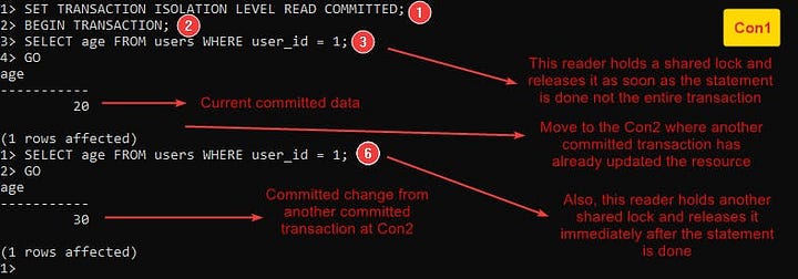 Isolation Read Committed - Nonrepeatable reads